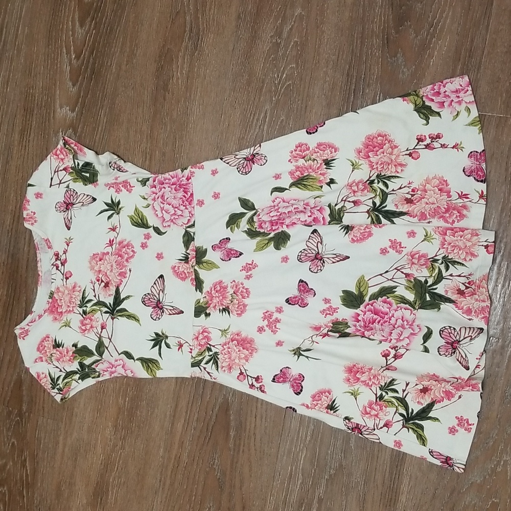 (L) The Children's Place Floral Flare  Colorful Cottagecore Fit & Flare Midi